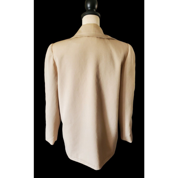 Vtg 80's DAVID HAYES Neiman Marcus 100% Wool Tan Blazer Jacket Sz 12 - Picture 3 of 7